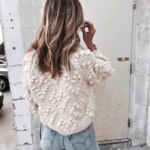 pom pom sweater cardigan